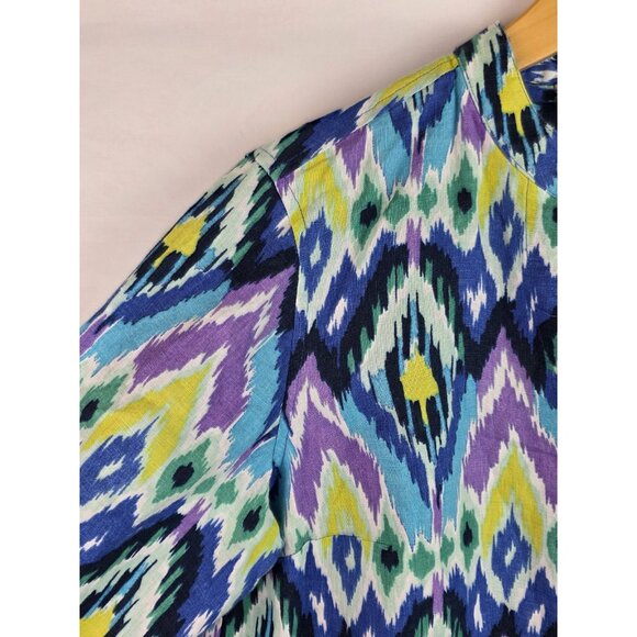 Jones New York Womens Shirt Size Petite PM Blue Linen 3/4 Sleeve Button Down Top - Picture 3 of 13